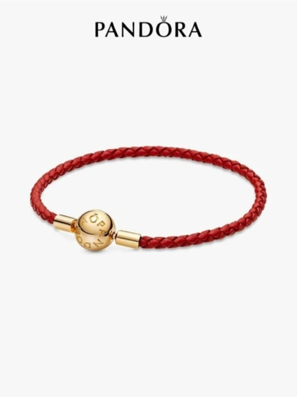 Pandora Moments Red Woven Leather Bracelet